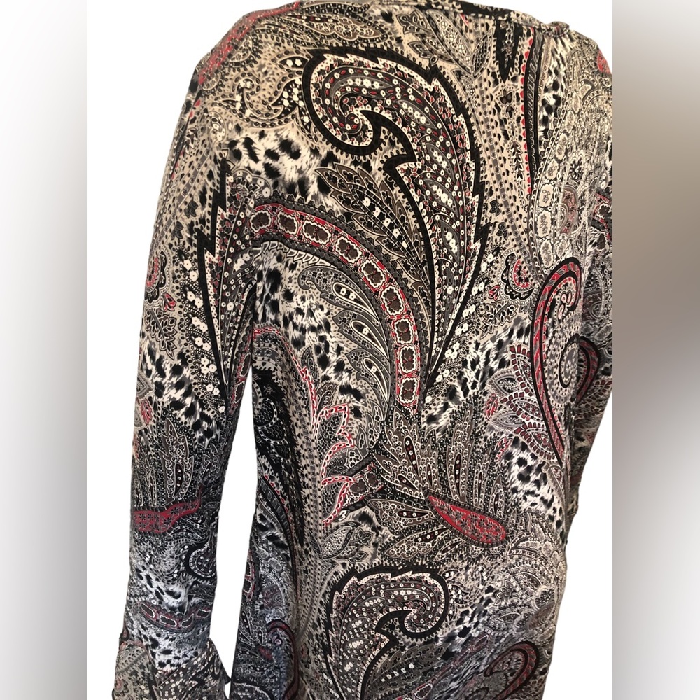 Db established Women’s medium paisley black long sleeve top stretch - Picture 8 of 10